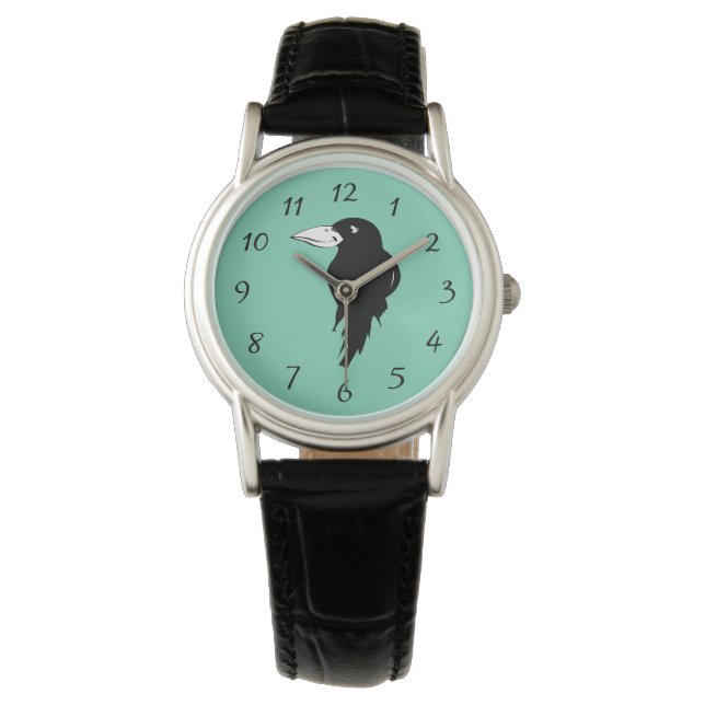Montre Illustration d'oiseaux de corbeau noir (devant)