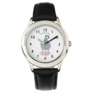 Montre Illustration drôle de pigeon curieux