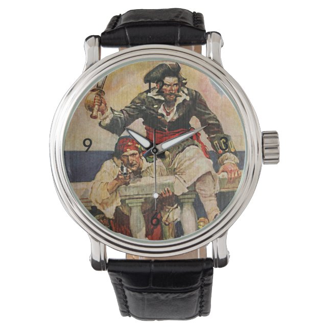 Montre Illustration du pirate et de l'accouplement de bar (devant)