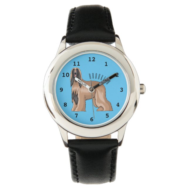 Montre Illustration d'un chien hound afghan (devant)