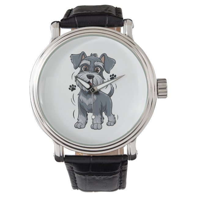 Montre Illustration d'un chiot Schnauzer adorable avec de (devant)