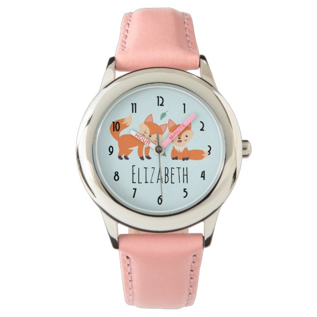 Montre Illustration graphique des renards orange mignons (devant)
