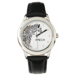 Montre Illustration Jaguar noir et blanc