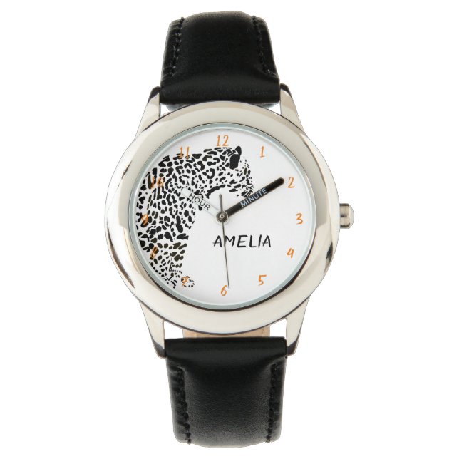 Montre Illustration Jaguar noir et blanc (devant)
