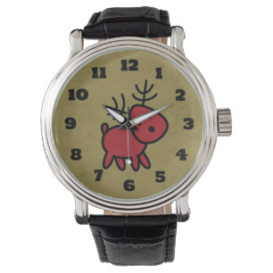 Montre Illustration Red Christmas Reindeer