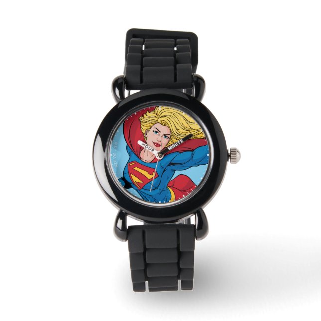 Montre Illustration Supergirl volant vers le haut (Recto)