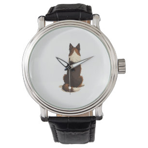 Montre Illustration vintage de Border Collie vu de dos