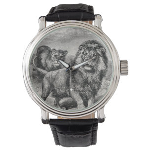 Montre Illustration vintage de grand chat de Lionesse de