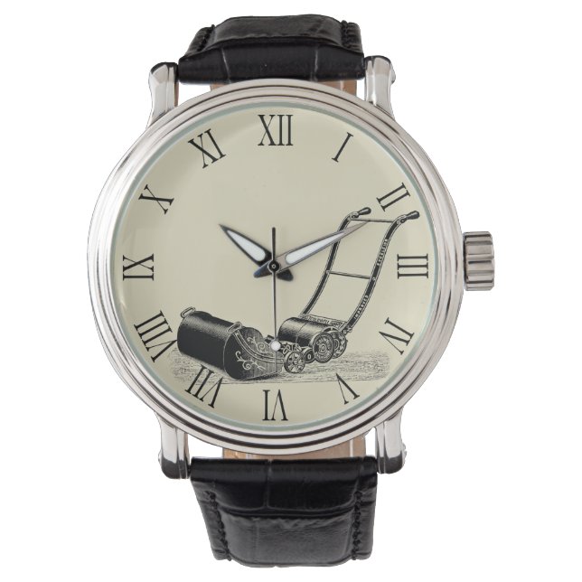 Montre Illustration vintage tondeuse de pelouse chiffres  (devant)