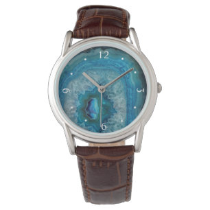 Montre Image cristalline de l'agent minéral de Blue Geod