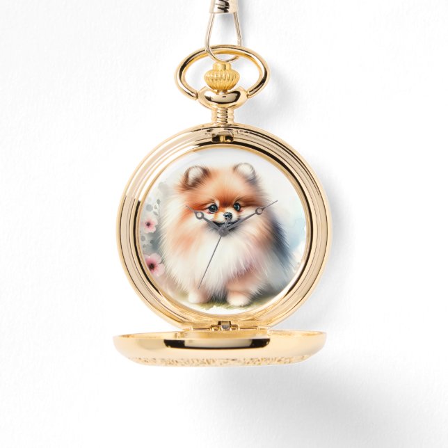 Montre Image d'aquarelle mignonne Pomeranian (Recto)