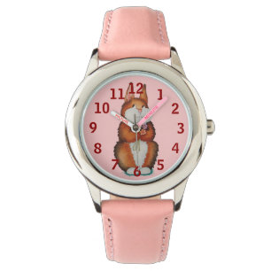 Montre image de lapin brun mignon de sourire