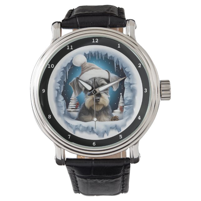 Montre Image de vacances d'hiver de chien Schnauzer minia (devant)