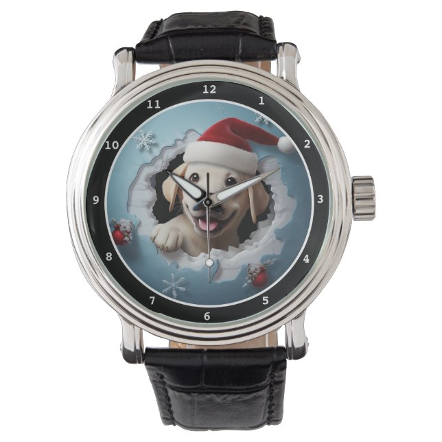 Montre Image de vacances d'hiver de chiot Labrador Retrie (devant)