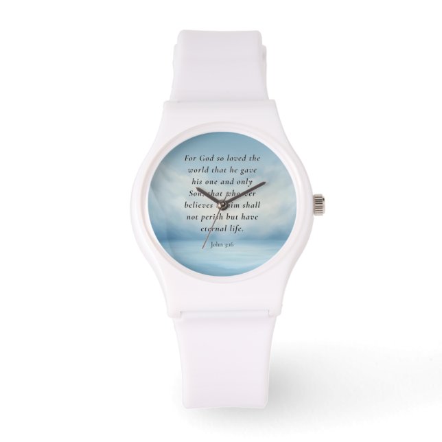 Montre Image du verset biblique Jean 3:16 (Recto)