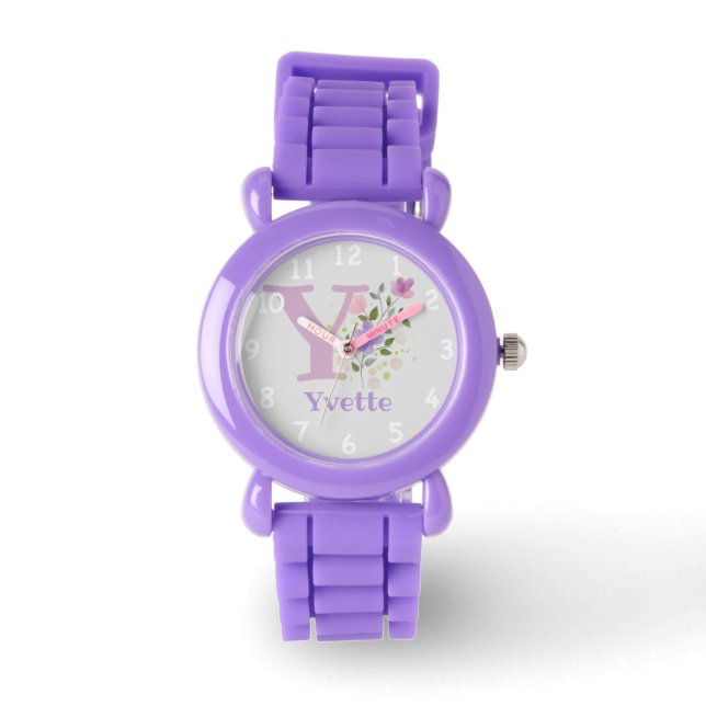 Montre Image floral avec chiffres, nom et initiale de l'e (Recto)