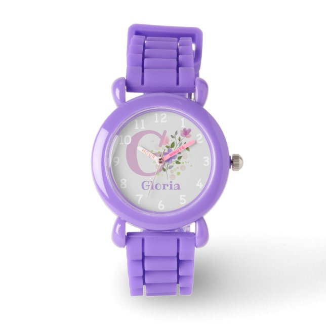 Montre Image floral avec chiffres, nom et initiale de l'e (Recto)
