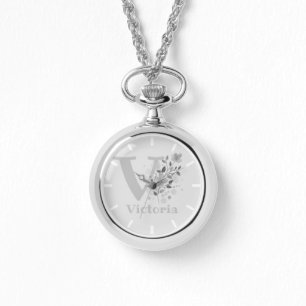 Montre Image floral avec chiffres, nom et initiales pour