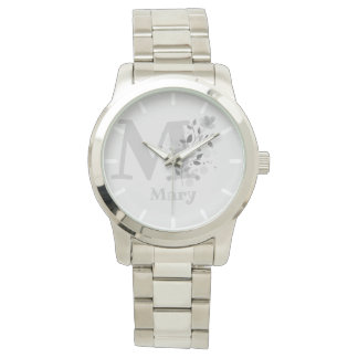 Montre Image florale avec chiffres, nom et femmes initial