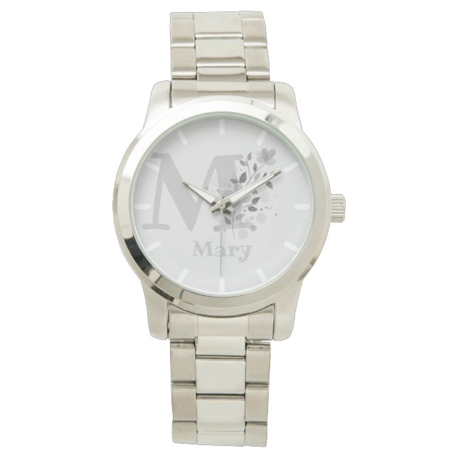 Montre Image florale avec chiffres, nom et femmes initial (devant)