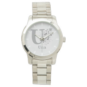 Montre Image florale avec chiffres, nom et femmes initial