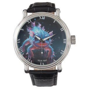 Montre Imaginaire bleu mignon Axolotl souriant