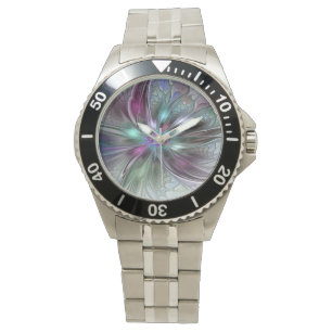 Montre Imaginaire coloré Abstrait Fleur fractale moderne