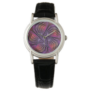 Montre Imaginaire coloré Abstrait Trippy Violet Fractal