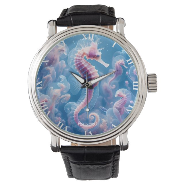 Montre Imaginaire Cute Sea Seahorse Plantes (devant)