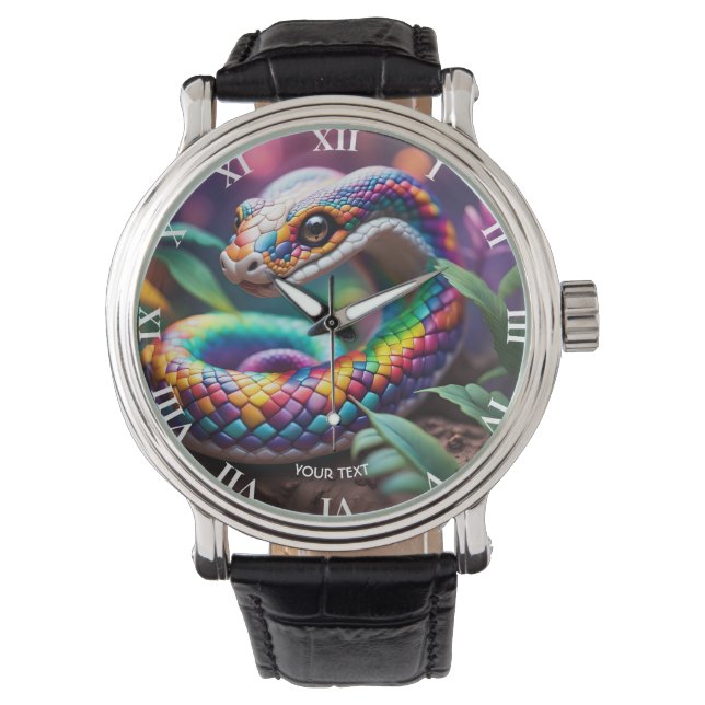 Montre Imaginaire Cute Vibrant Snake Feuilles (devant)