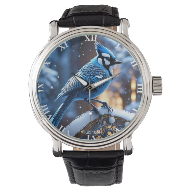 Montre Imaginaire Cute Vivid Blue Bird Filigree (devant)