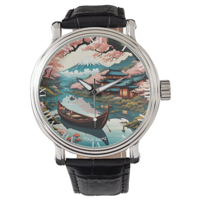 Montre Imaginaire Cute Vivid Cherry Paysage japonais (devant)