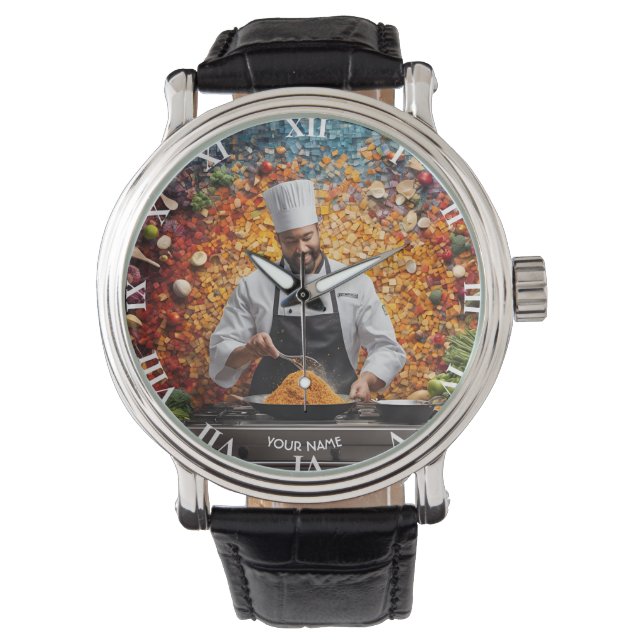 Montre Imaginaire Cute Vivid Mosaic Cuisinier Chef (devant)