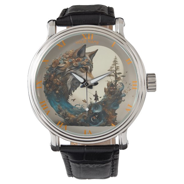 Montre Imaginaire Fleurs Vivides mignonnes Assistant Wolf (devant)