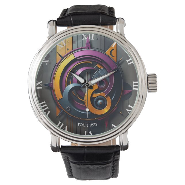 Montre Imaginaire mignon Abstrait orange violet (devant)
