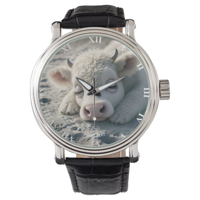Montre Imaginaire mignon bébé vache dormant (devant)