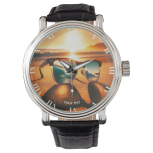 Montre Imaginaire Mignonnes Lunettes Plage de coucher de 