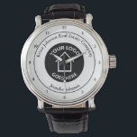Montre Immobilier Société Ajouter Votre Logo Realtor Pers<br><div class="desc">Cette montre de réalisateur personnalisé chic est personnalisée avec le logo de votre entreprise immobilière dans le centre. Ajoutez le nom et l'agent de votre société immobilière sur ce design moderne pour un cadeau de bracelet customisé et élégant.</div>