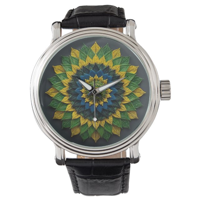 Montre Imperial Solar Leaf Mandala Luxury Keychain - Emer (devant)