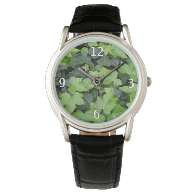 Montre Impression botanique verte Ivy (devant)