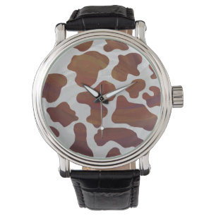 Montre Impression Brown et blanche de vache