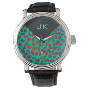 Montre Impression Brown et Turquoise dalmate