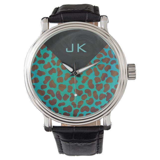 Montre Impression Brown et Turquoise dalmate (devant)