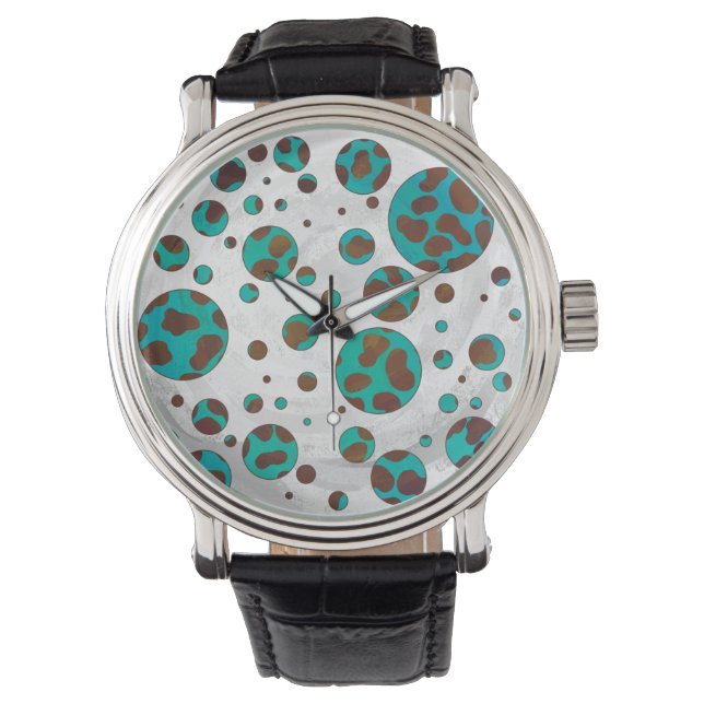 Montre Impression Brown et Turquoise dalmate (devant)