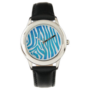 Montre Impression en bleu et blanc Zebra