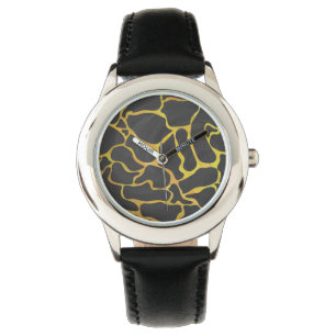 Montre Impression Giraffe noir et jaune