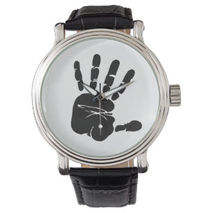 Montre Impression main noire et blanche