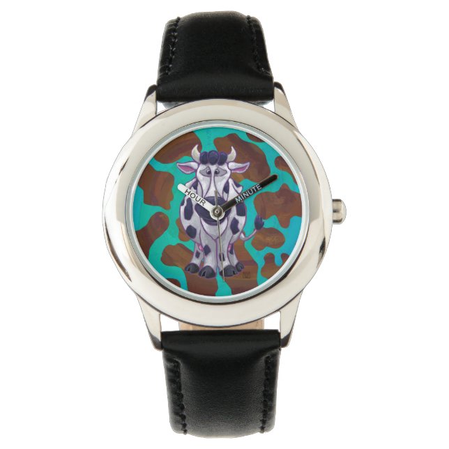 Montre Impression marron et sarcelle sur vache (devant)