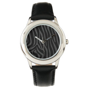 Montre Impression noire et grise Zebra