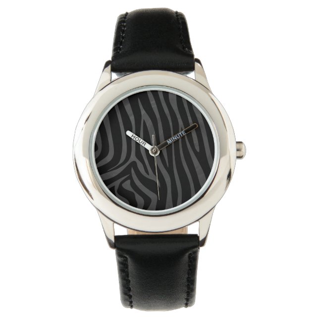 Montre Impression noire et grise Zebra (devant)